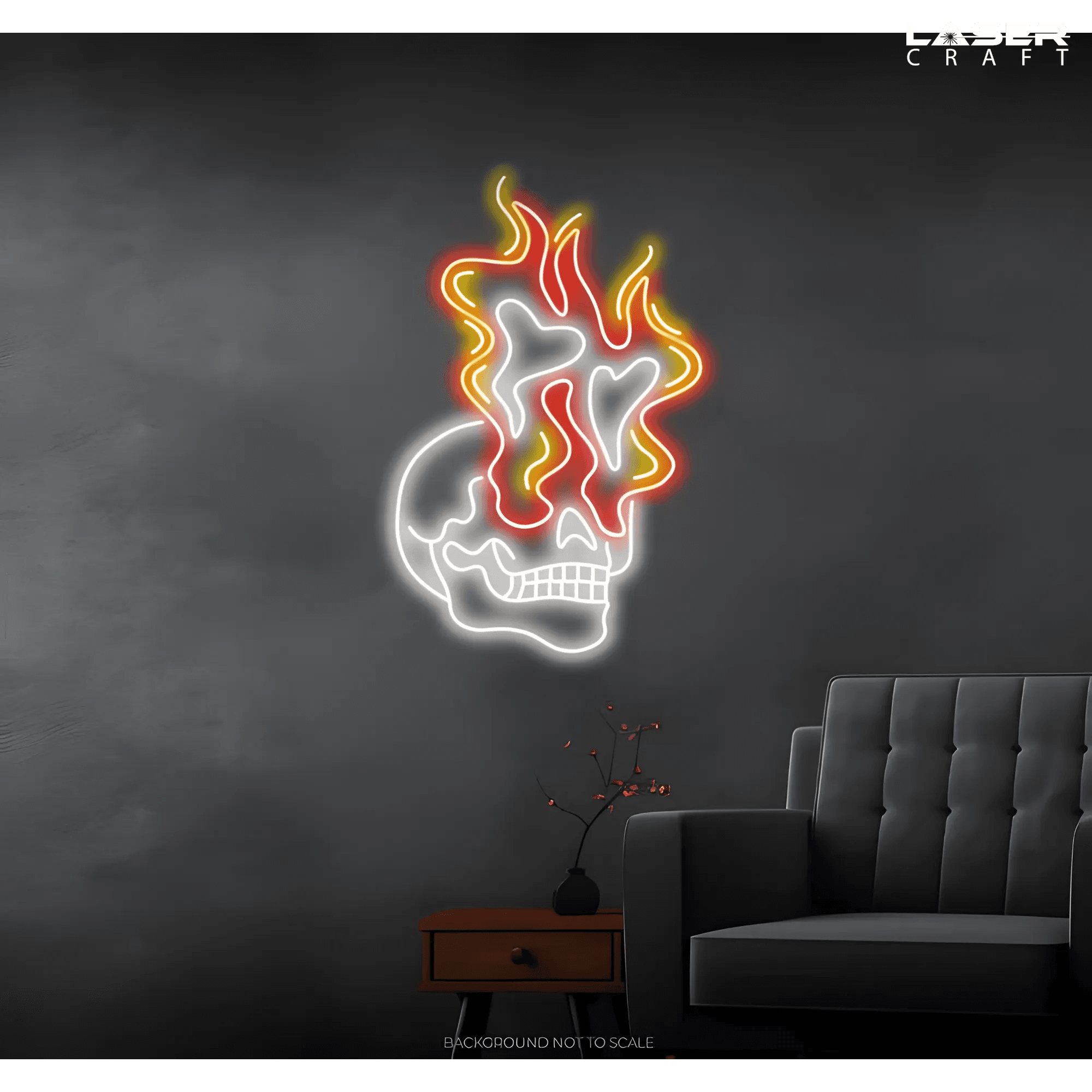 Flaming Skull Neon Sign